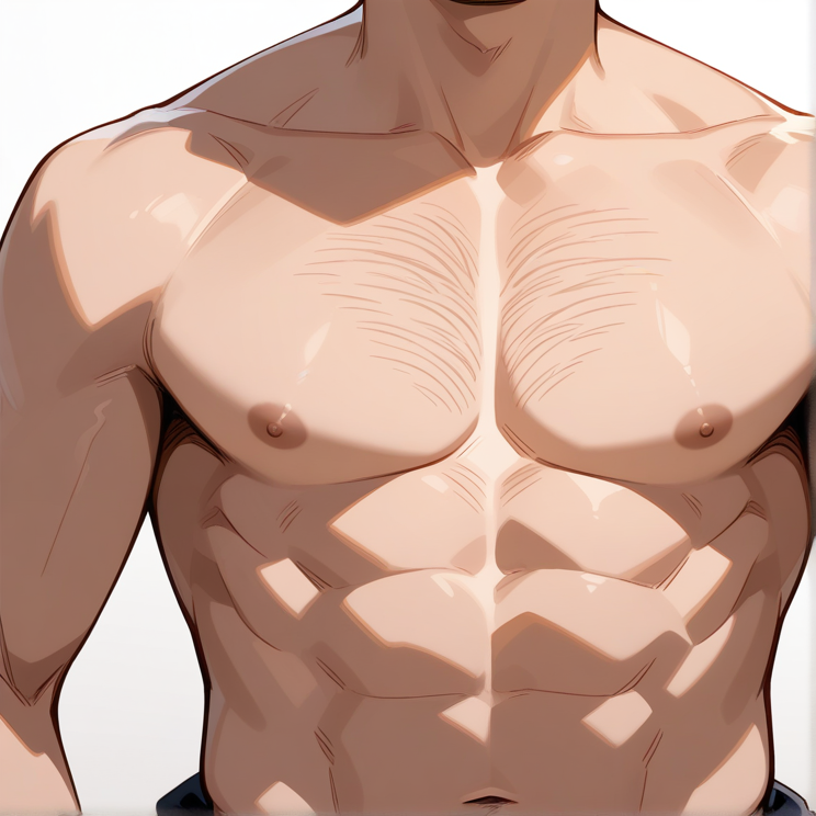 "sparse chest hair"のプロンプトで生成した画像